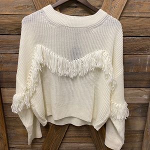 Cream Fringe Sweater